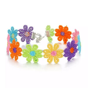 NEW! Colorful Embroidered Daisy Flower Choker